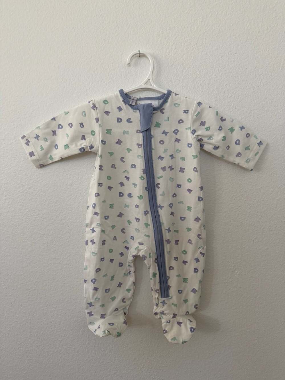 Rachel Riley Baby Ivory & Blue Letters Babygrow